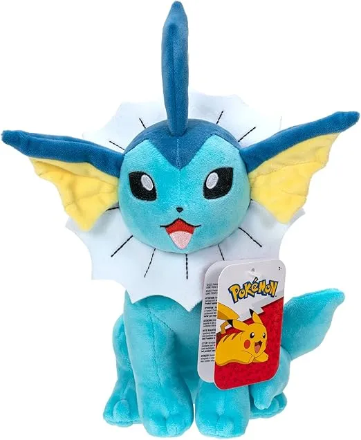 Pokémon 8-inch Vaporeon Plush Toy – Super Soft Adorable Plush for Play and Display