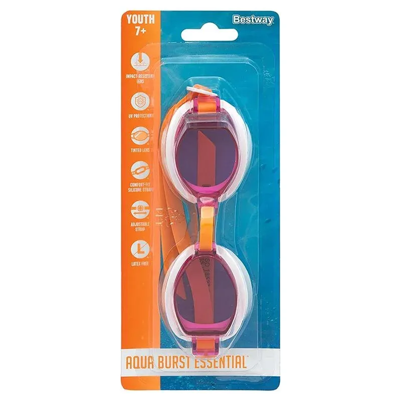 Bestway Swimming Goggles for Kids Youth and Juniors – No Leaking UV Protection and Adjustable Strap – Aqua Burst Essential – Assorted Colours