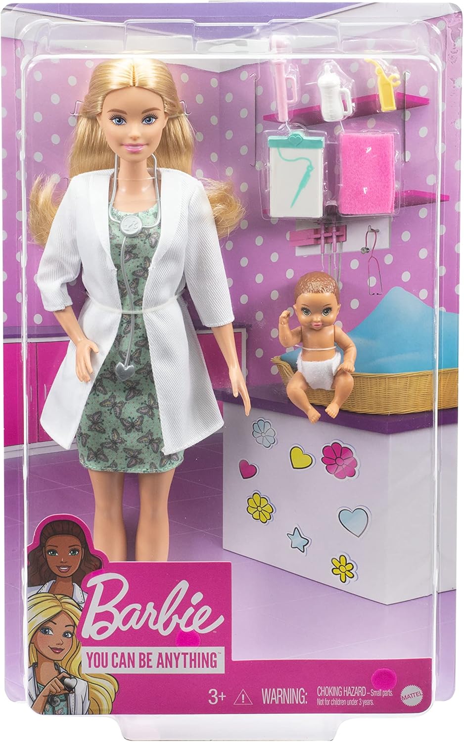 Barbie Baby Doctor Playset with Blonde Doll, Infant Doll, Doctor Toy Accessories GVK03